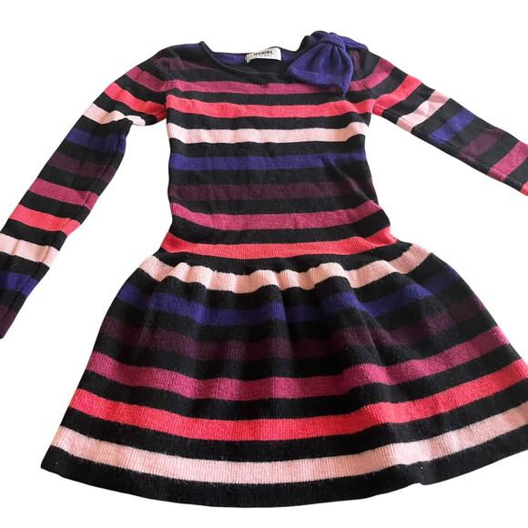 Sonia Rykiel Enfant Wool Multicolor Striped Long Sleeve Dress size 8 - Picture 3 of 10
